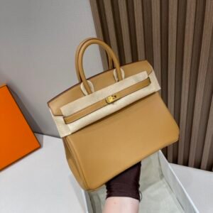 【I’m Birkin Bags】 Hermes Birkin 25cm 2S Sesame BOX Gold Full Handmade