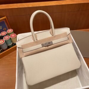 【I’m Birkin Bags】 Hermes Birkin 25cm 10 Craie Togo Silvery Full Handmade