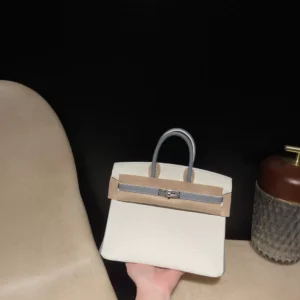 Hermes Birkin 30CM 01 Blanc J7 Bleu Un Dream Bag Full Handmade